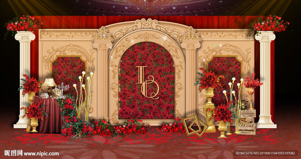 欧式红金色迎宾区