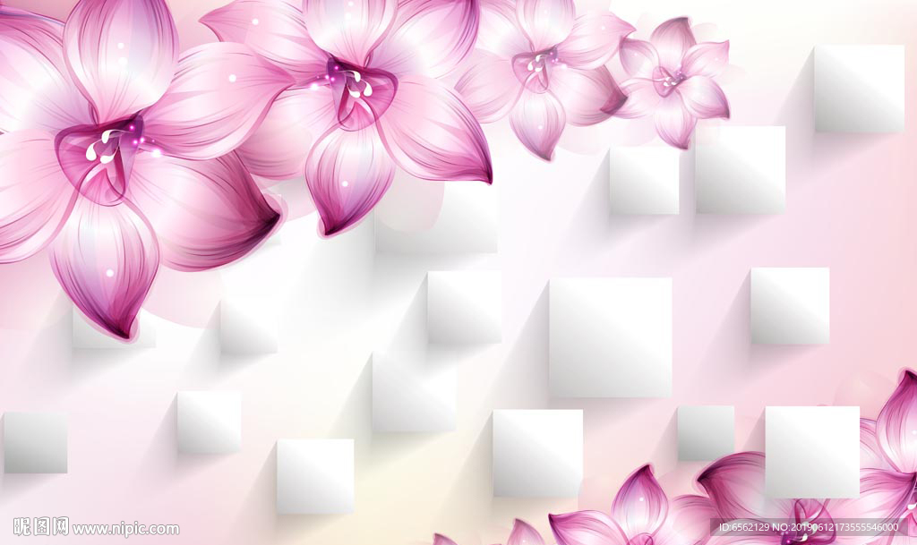 梦幻花朵3D立体电视背景墙