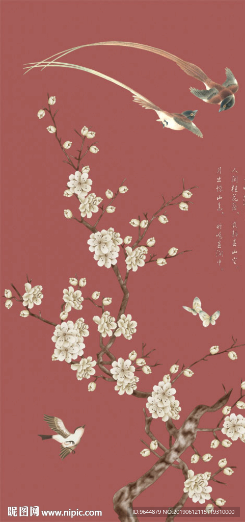 手绘梅花玄关画