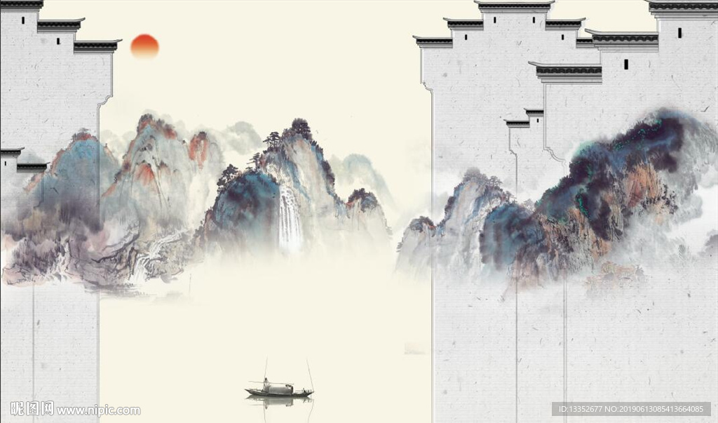 马头墙山水
