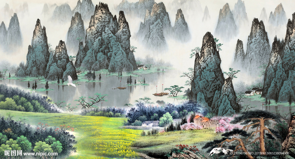 电视背景国画