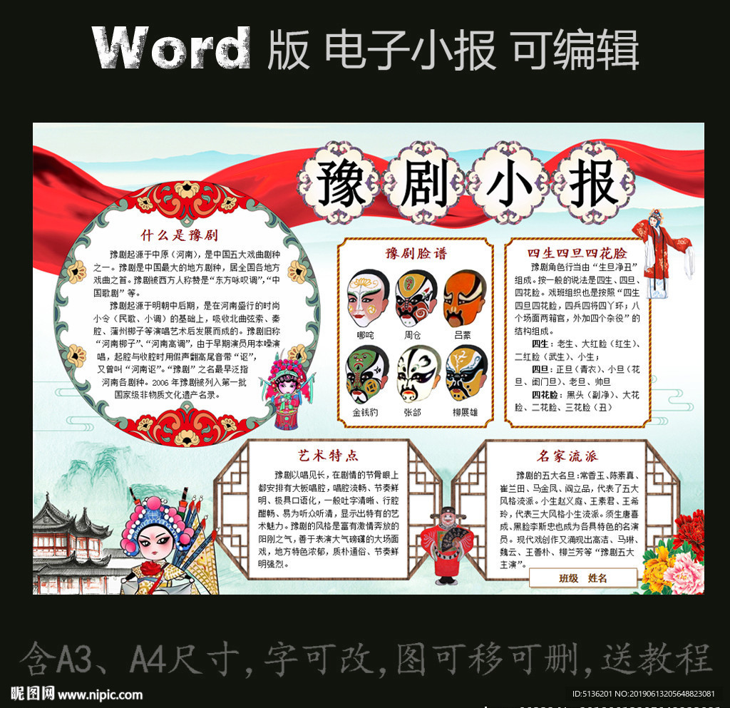 word版电子小报戏剧非遗豫剧