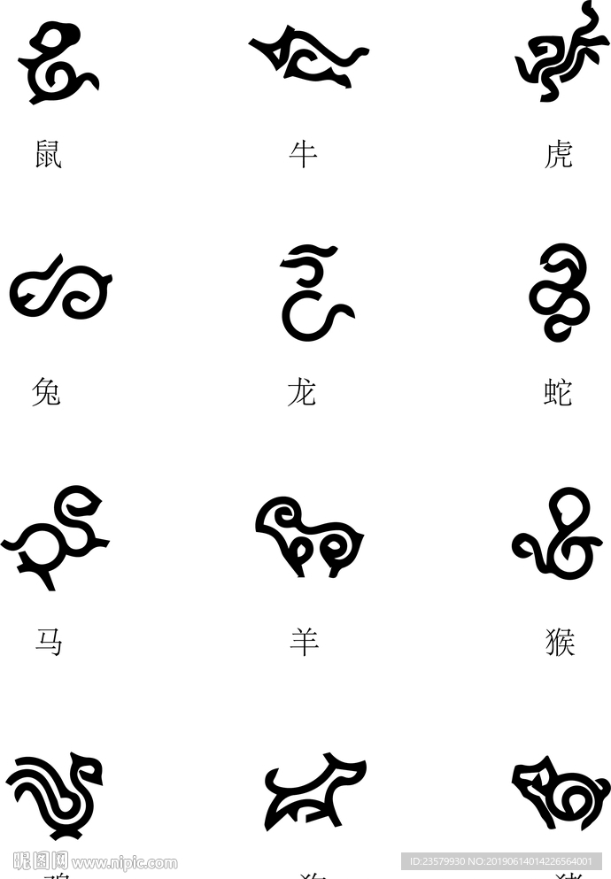 十二生肖简笔创意字