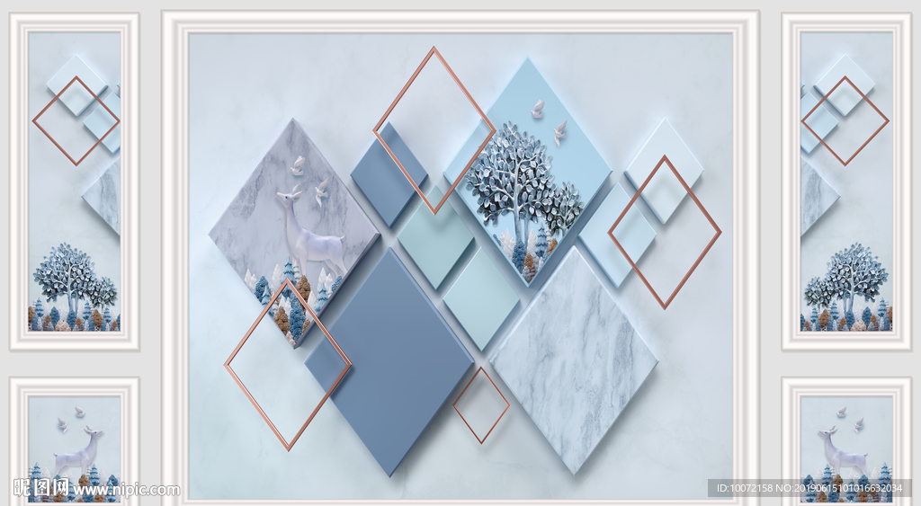 3D几何浮雕麋鹿