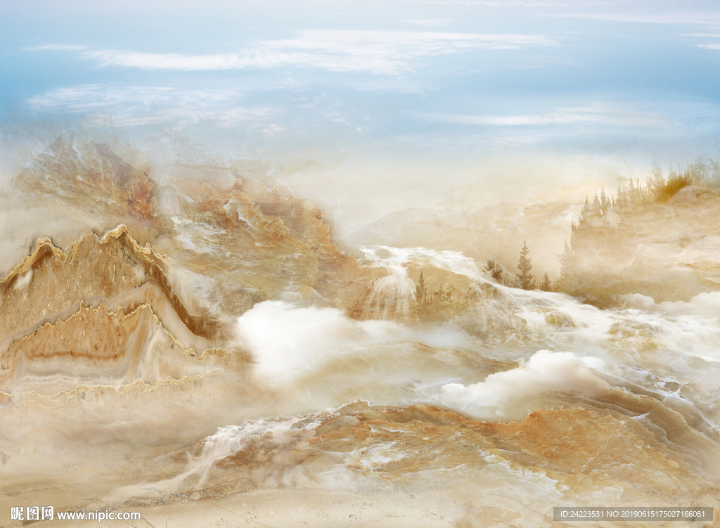 大理石纹石纹风清云静蓝天白云