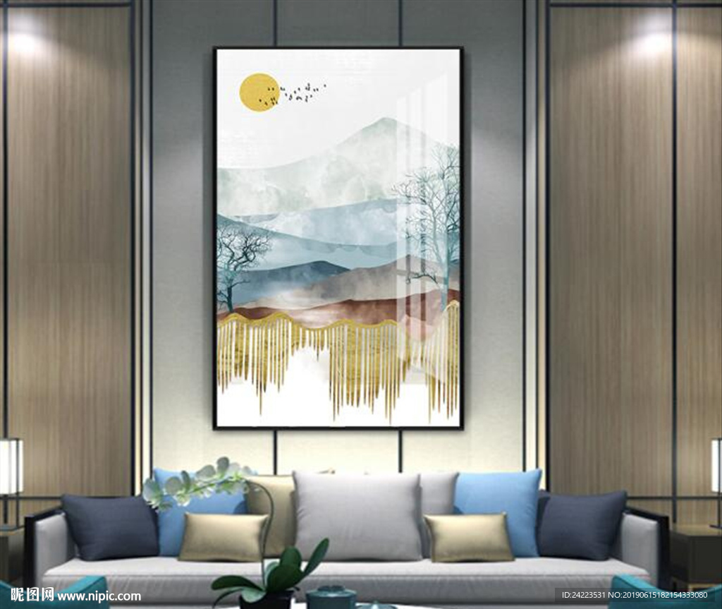 现代轻奢抽象山水北欧晶瓷画