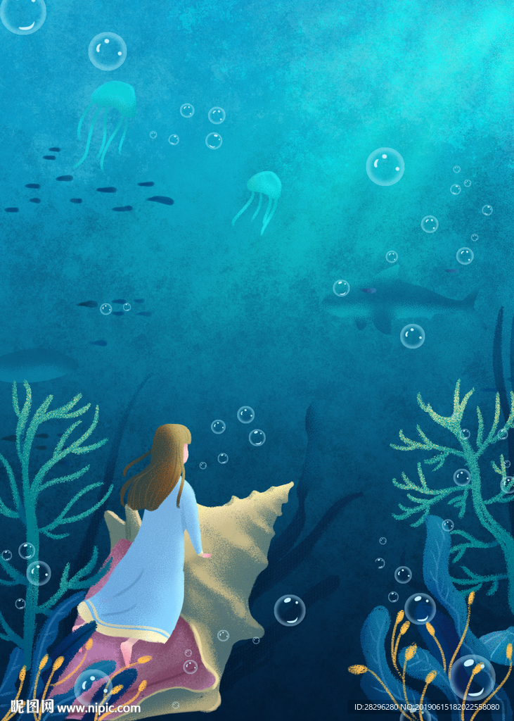 海洋女孩背景