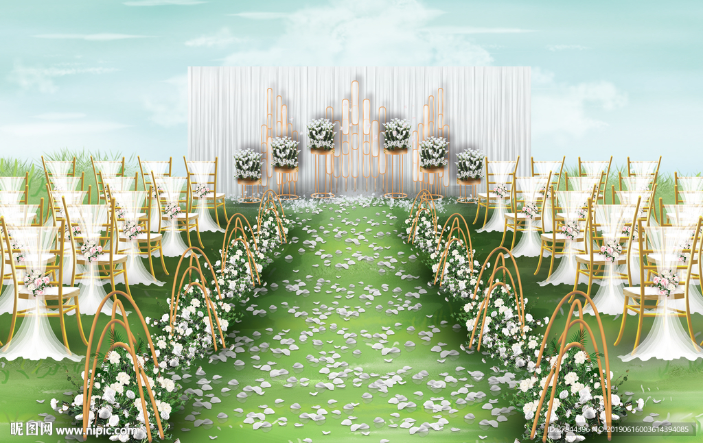 白色系户外婚礼仪式区