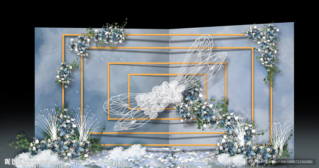 雾霾蓝婚礼迎宾区