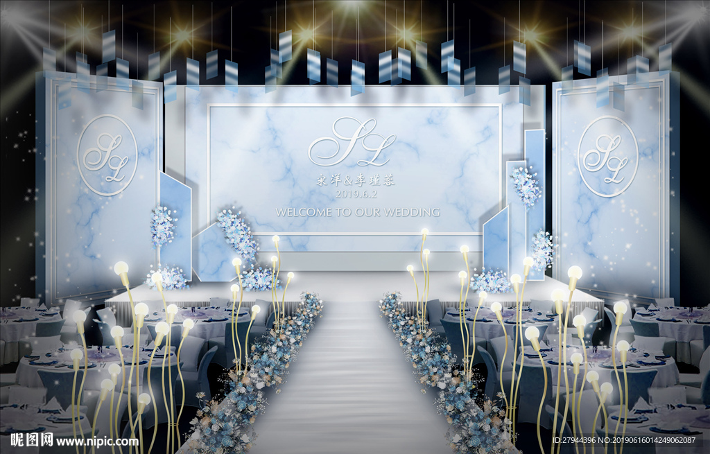 蓝色大理石婚礼仪式区