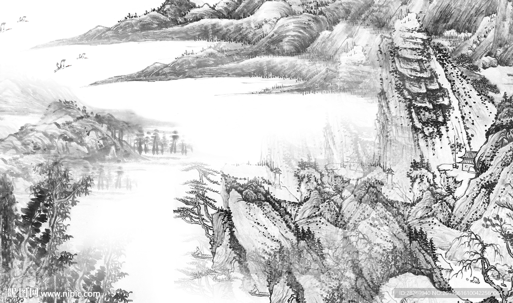 山水屏风