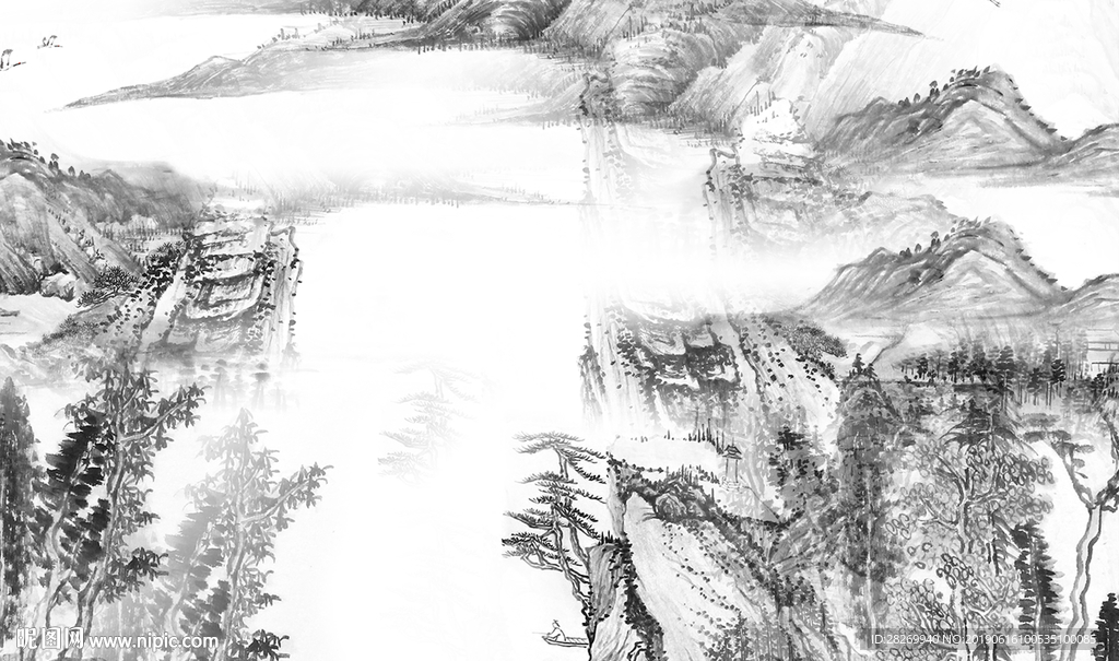 山水屏风