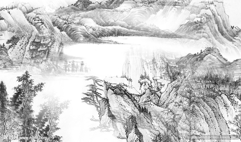 山水屏风