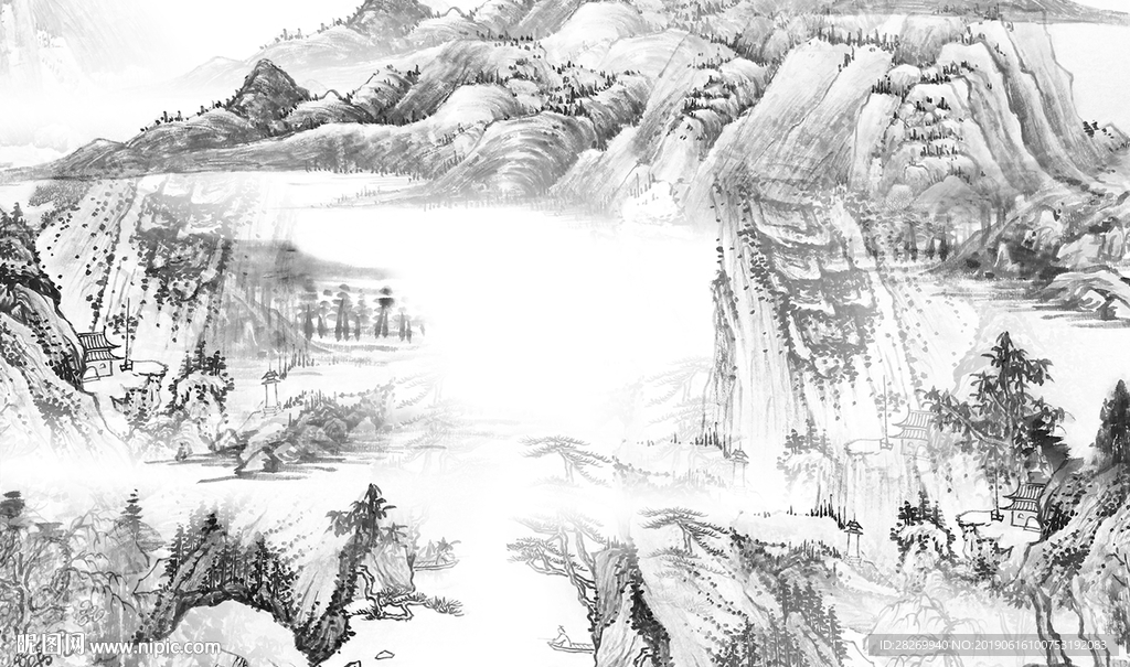 山水屏风