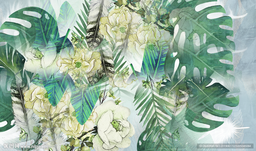 手绘树叶
