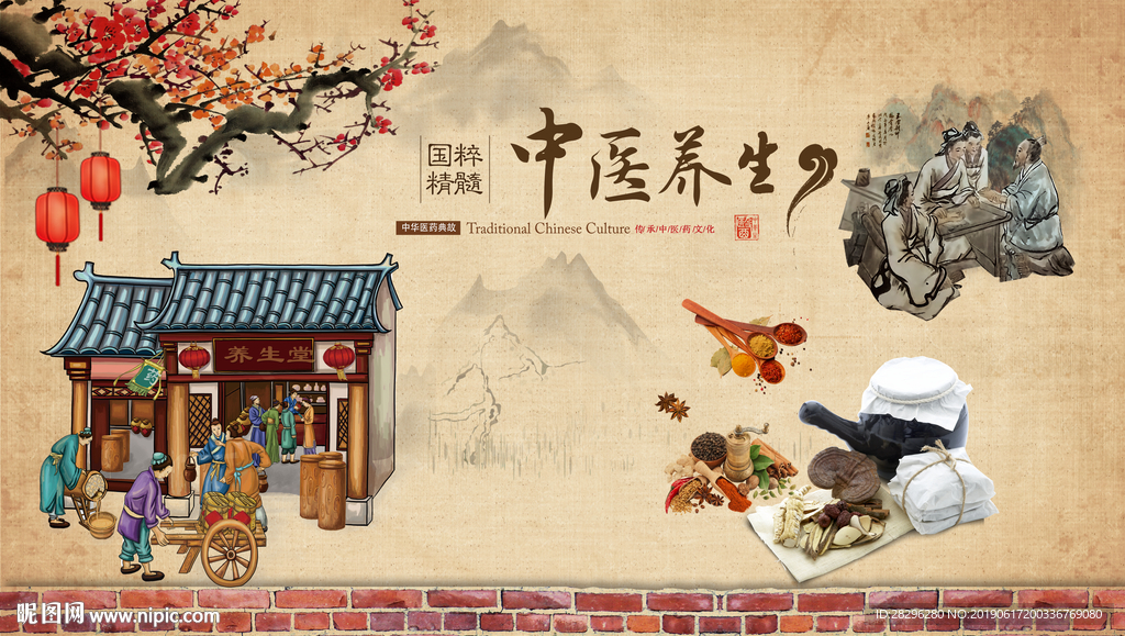 中医养生馆背景墙