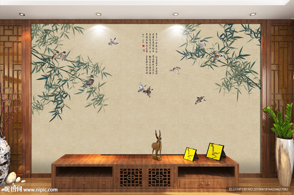 高清中式背景墙