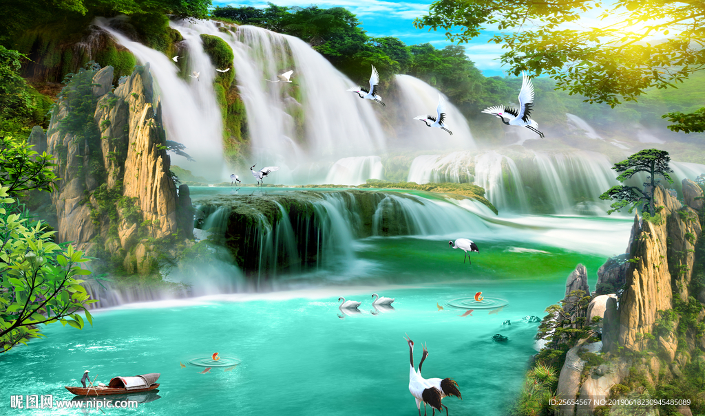 流水生财背景墙