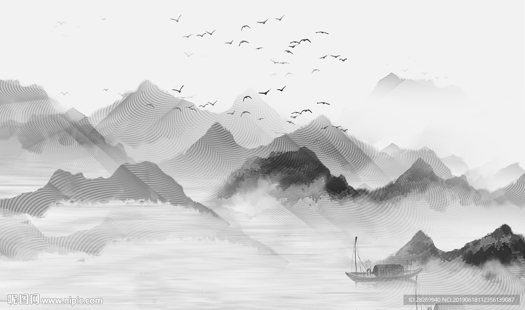 水墨山