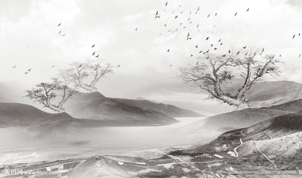 山水壁画