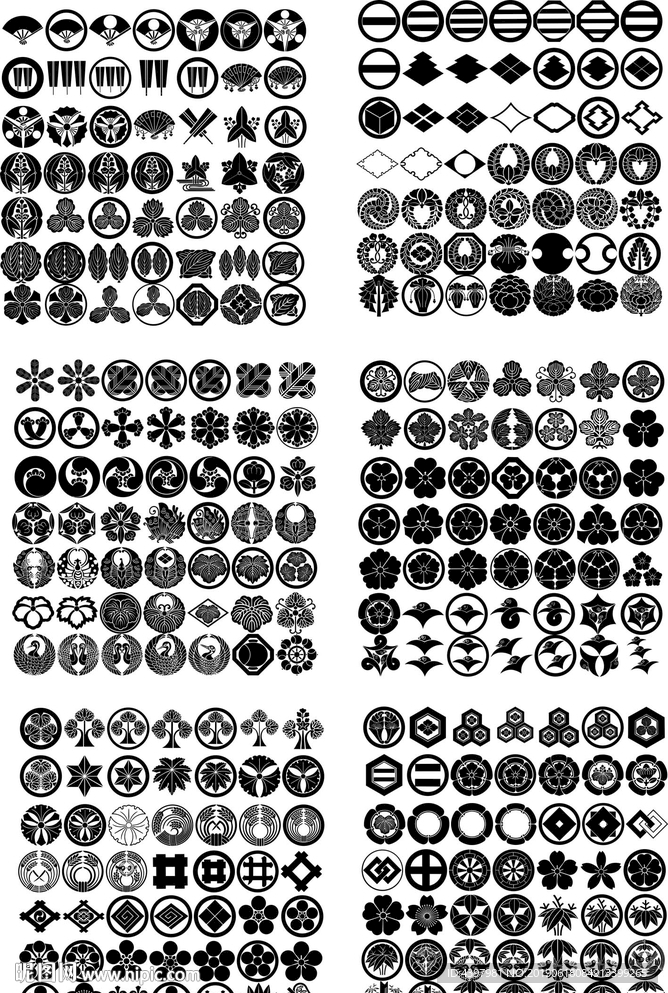 家纹 花纹矢量图