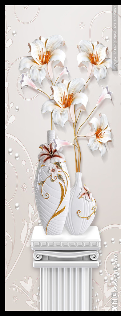 玄关立体花瓶 3D花瓶 立体罗