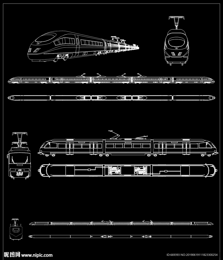 精细动车CAD图纸