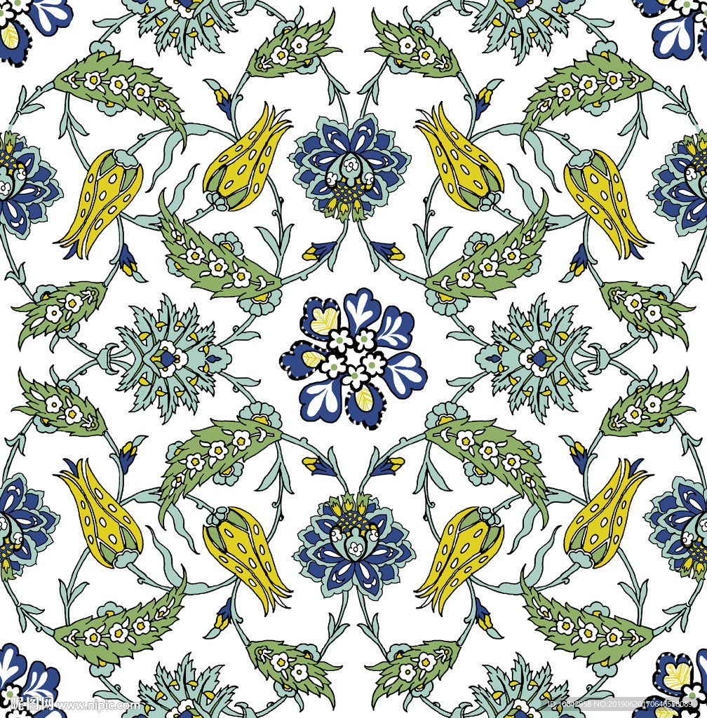 复古花卉卷草图案