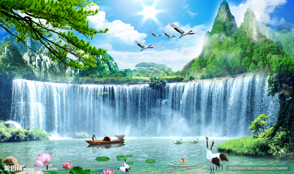 山水风景背景墙设计图__psd分层素材_psd分层素材_设计图库_昵图网