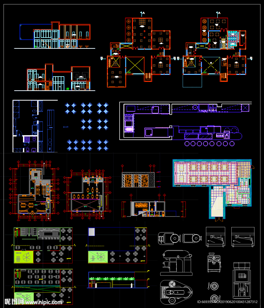 咖啡厅CAD图纸
