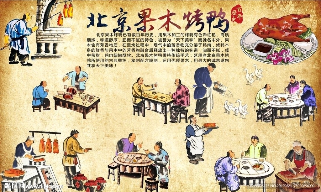 北京果木烤鸭背景墙PSD模板