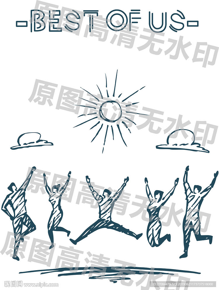 矢量跳跃的人班服图案设计