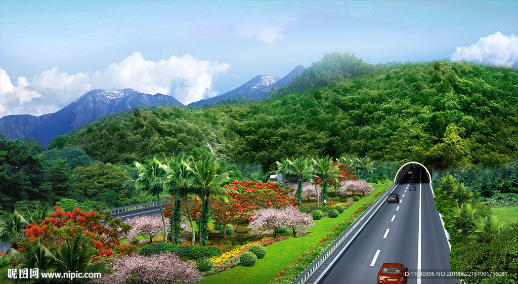 道路效果图 乡村道路 园林道路