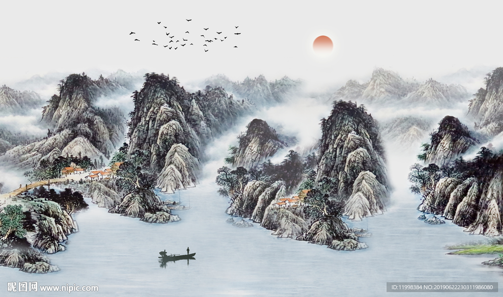水墨山水国画