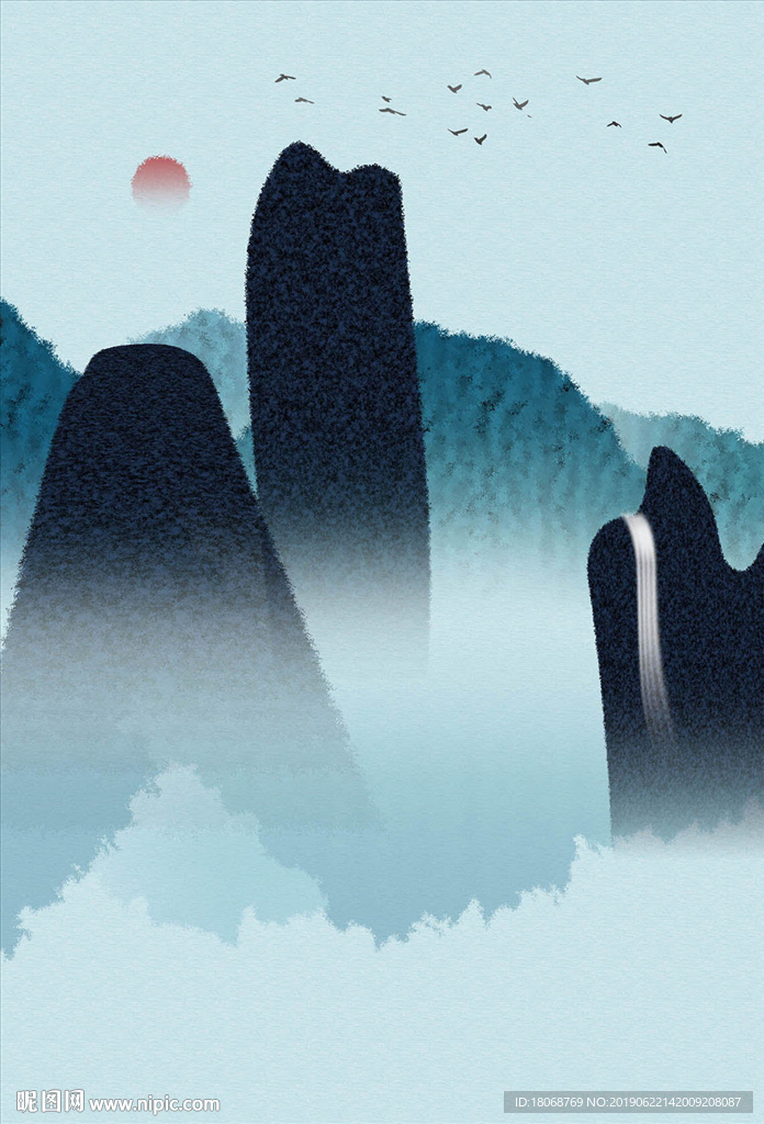 简约抽象西欧意境桂林山水装饰画