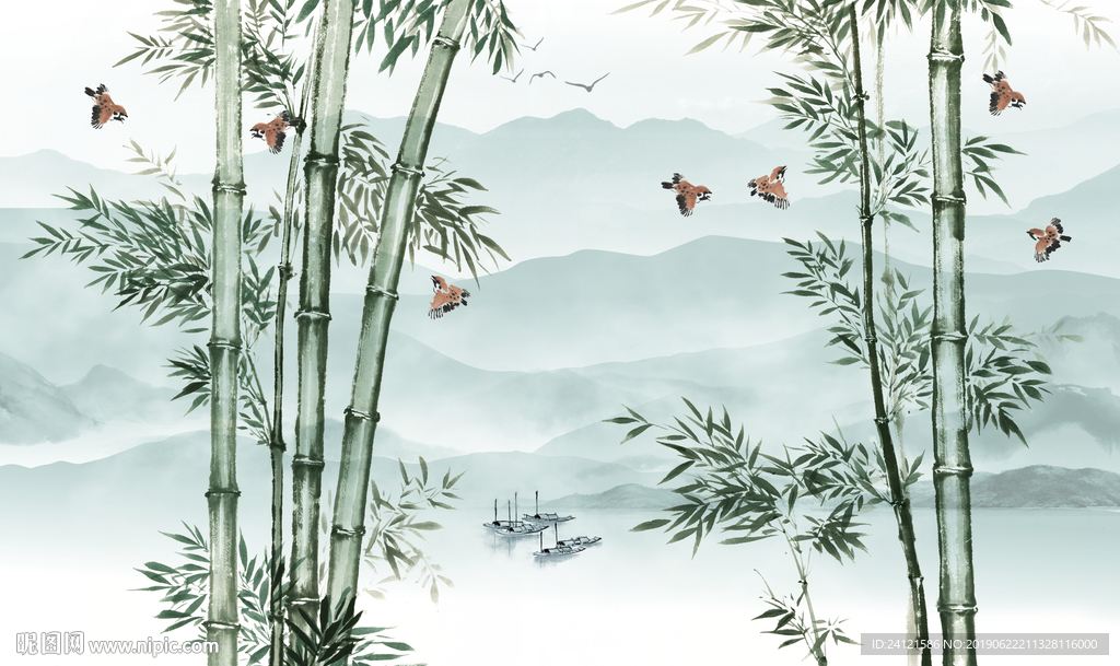 竹子山水