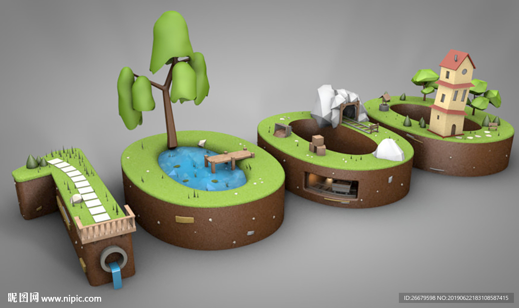 C4D卡通创意数字场景