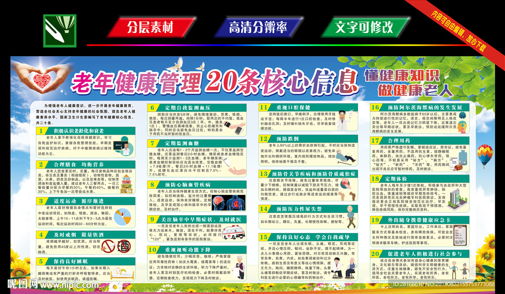 老年健康核心信息20条宣传栏