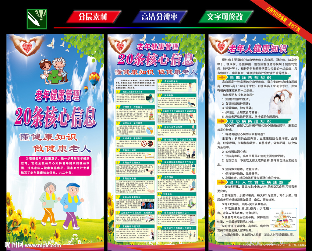 老年健康核心信息20条展架