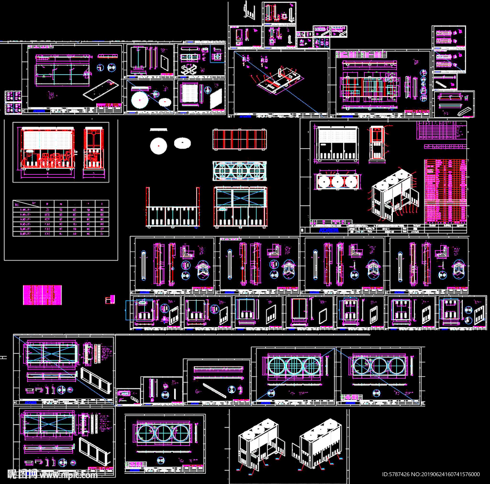 制冷设备柜式机组钣金cad图纸