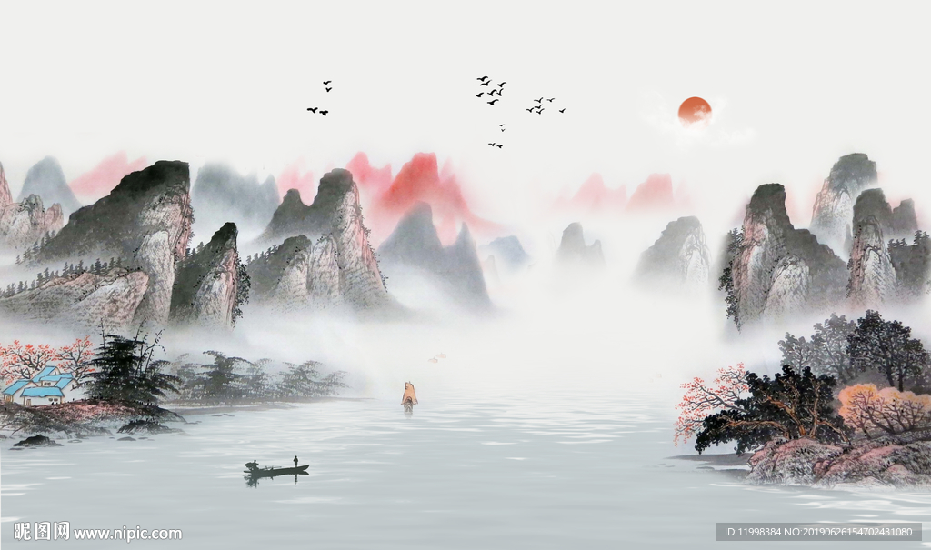 水墨山水背景墙