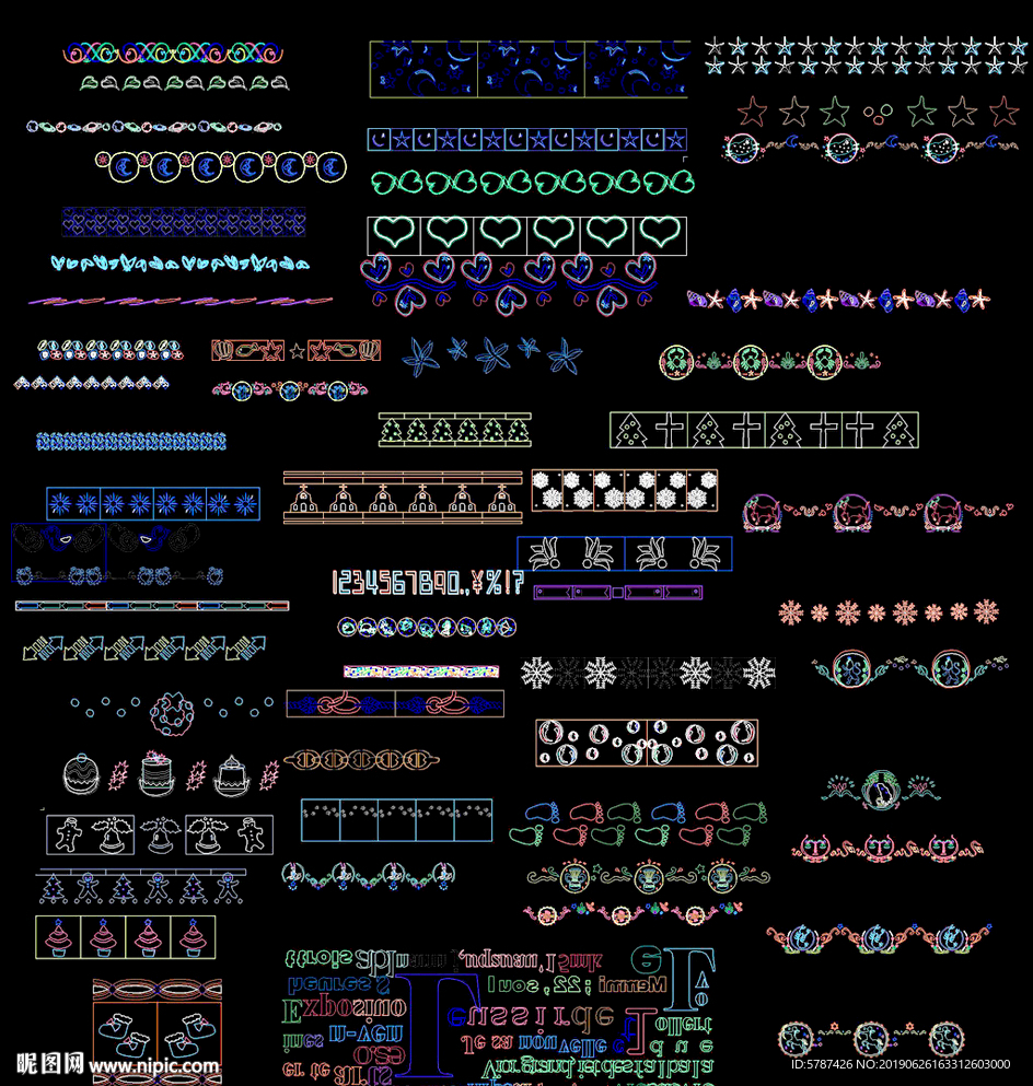 卡通花纹cad