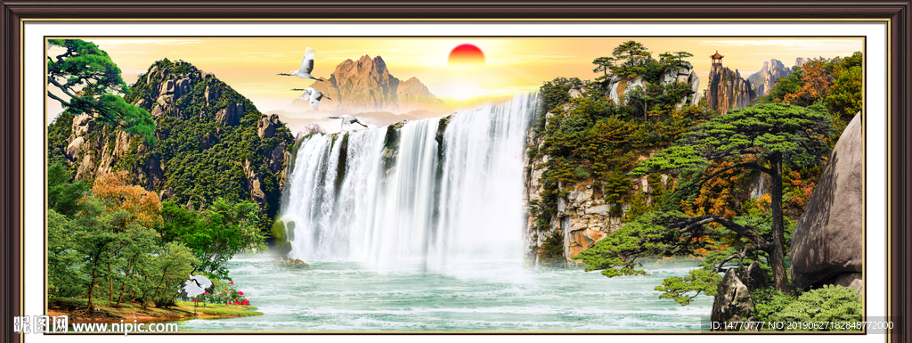 旭日东升 迎客松