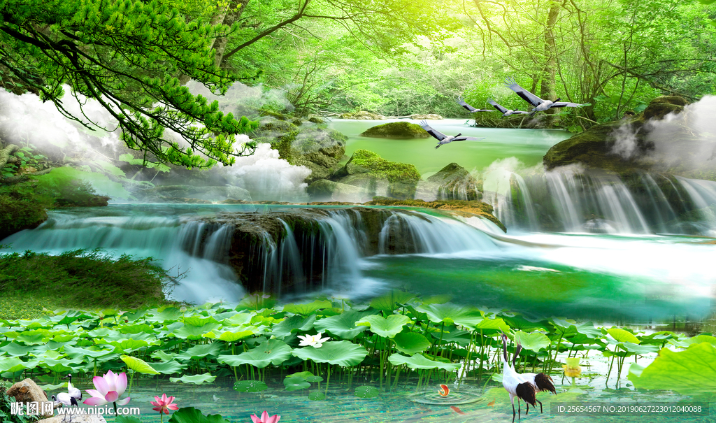 财源滚滚流水背景墙