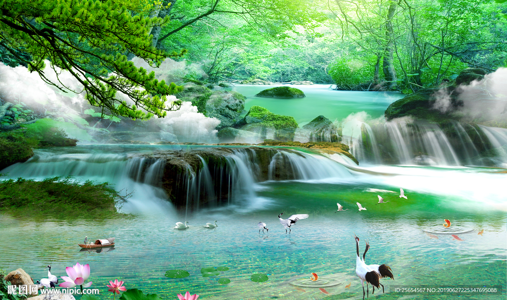 山水情流水背景墙