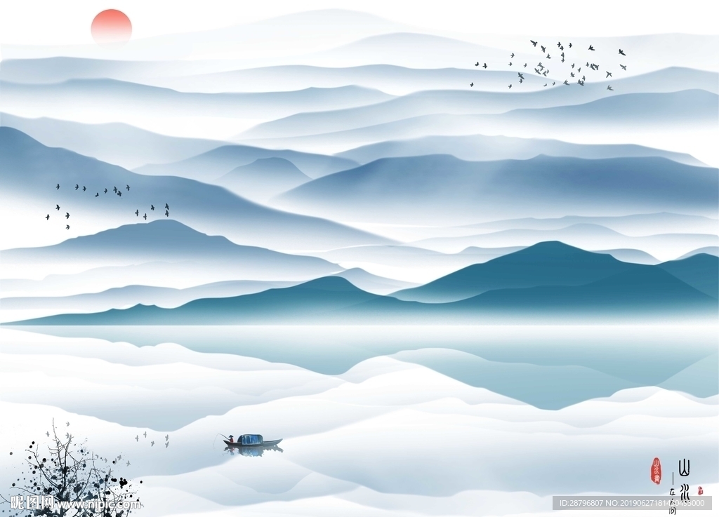 新中式水墨山水画