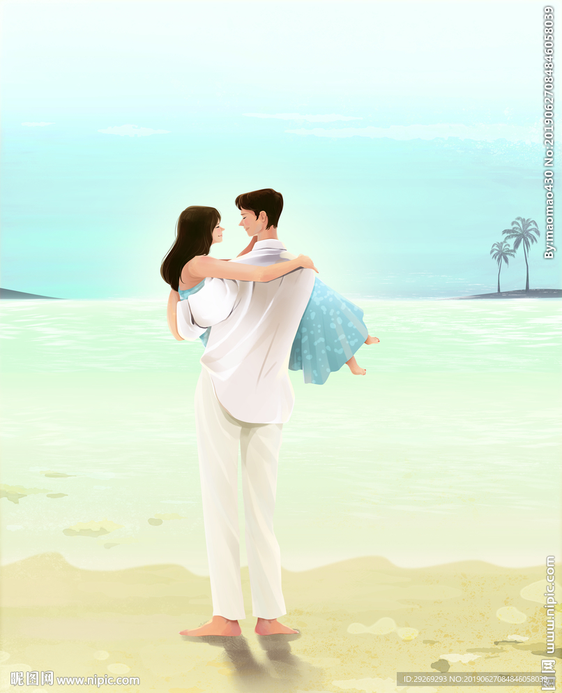 手绘夫妻度蜜月