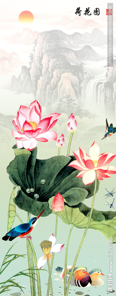 荷花国画