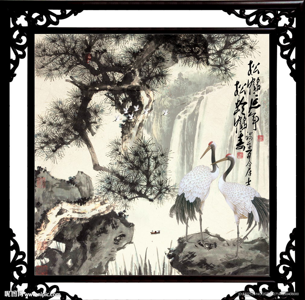 国画松鹤