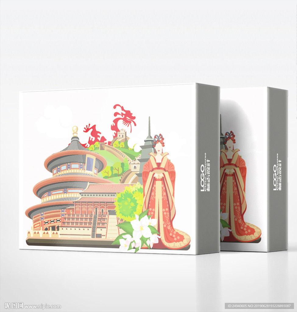 矢量风景天坛故宫包装盒设计